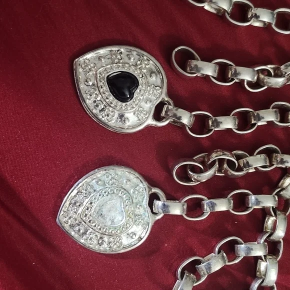 Vintage silver heart belt with black stones - Picture 5 of 6